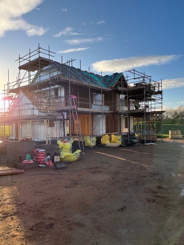 Timber Frame assembled, Calthwaite New Build