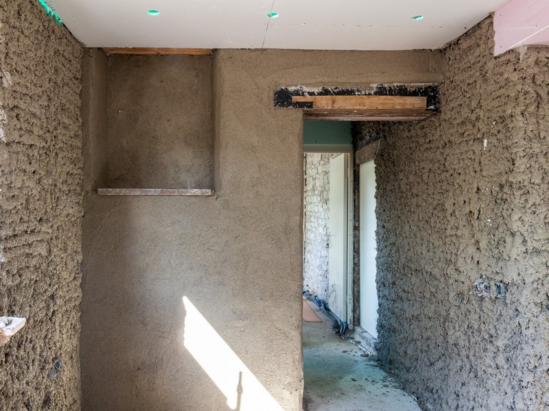 Diathonite first coat applied to interior walls